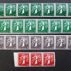 1939, LANDI Rollenmarken, 4 Streifen: 228yRM-238yRM (Nuance ...