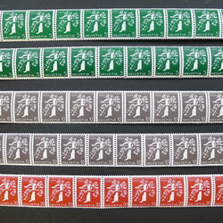 1939, LANDI Rollenmarken, 5 Streifen: 228yRM-238yRM (mit ...