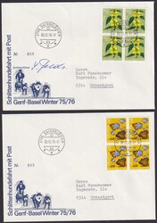 1975, Schlittenhundefahrt-Post auf J252-J255, 3 Briefe von ...