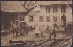 LUZERN, RICKENBACH, seltene Postkarte mit Fuhrwerk und Pferd mit ...