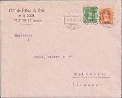 NEUCHATEL 1908, 94A+Nr.103 (Mischfrankatur Stehende Helvetia mit ...