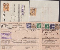 1914-1927, Belege von TRIENGEN mit Stempelmarken (Fiskalmarken), ...