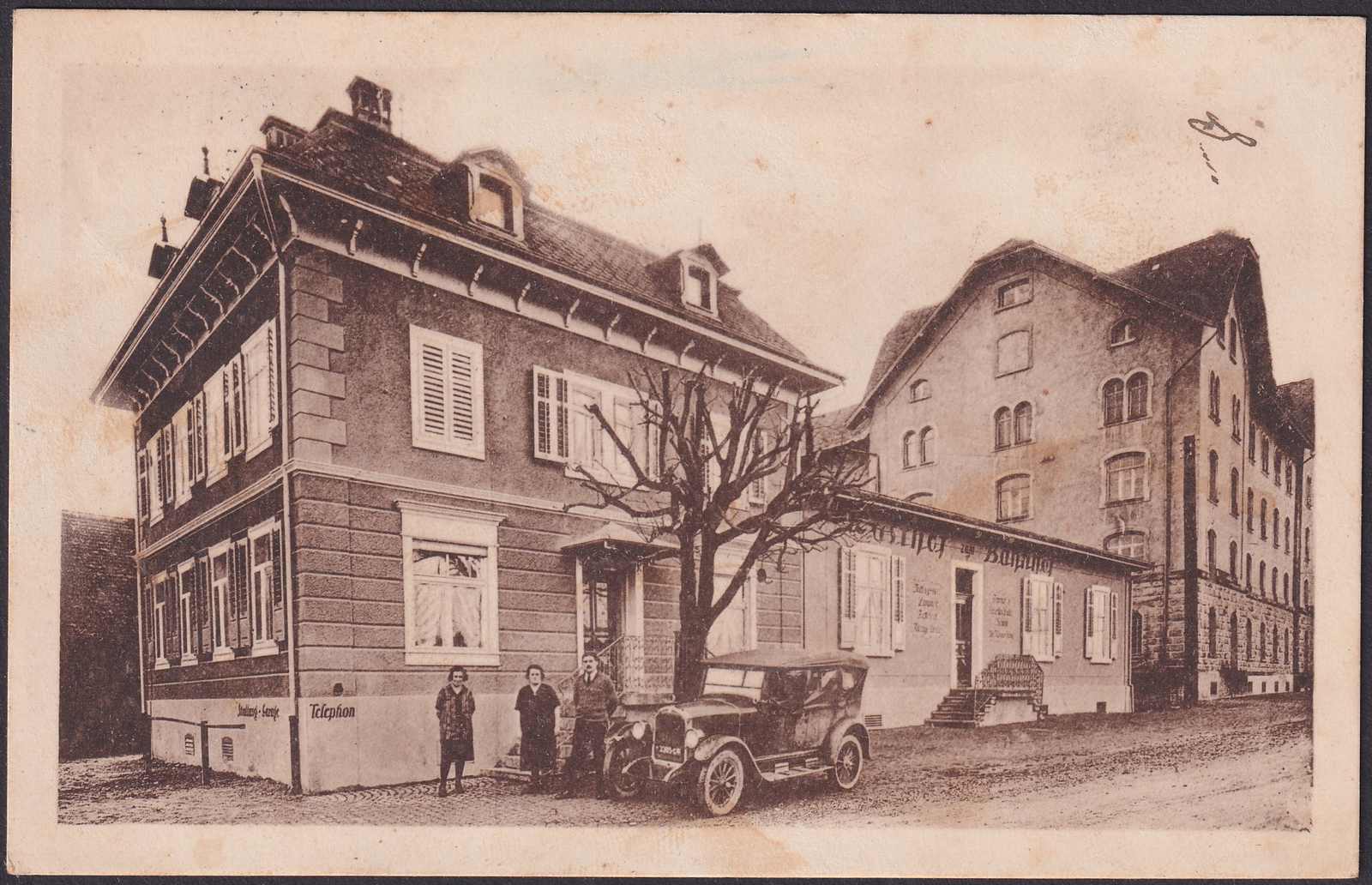 ZUG, Gasthof zum Bahnhof mit Automobil 1928, sehr sauber.