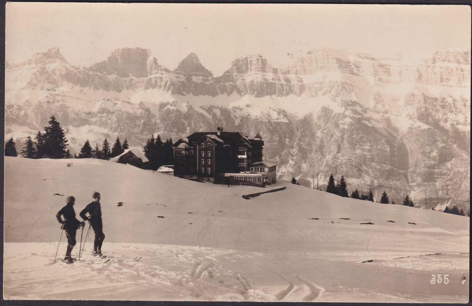 St.Gallen, FLUMS Hotel ALPINA ob Flums 1926, Winterlandschaft.
