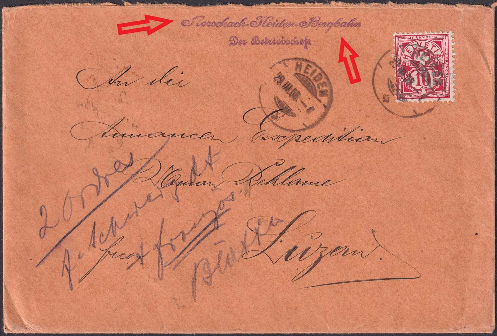 RORSCHACH-HEIDEN-BERGBAHN 1908 vom Betriebs-Chef, Nr.83 ab Heiden ...