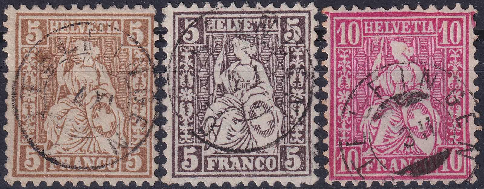 Zwergstempel: OTELFINGEN ZH: auf Nr.30 (2x)+38, gut erhaltenes Trio, ...