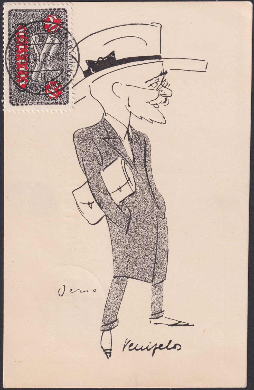 1923, KARIKATUR mit F9 von Lausanne (Conf. pour la PAIX en Orient): ...