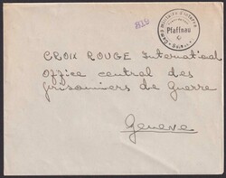 PFAFFNAU 319, Internierten-Stempel nach Genève, sehr sauber