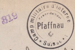 PFAFFNAU 319, Internierten-Stempel nach Genève, sehr sauber