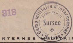 SURSEE 318, Internierten-Stempel nach Genève, sauber via Feldpost