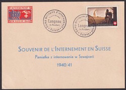 LANGNAU b.Reiden 1940, Internierten-Stempel mit rotem "INTERNEMENT en ...