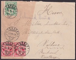 UNTERÄGERI 1905 nach VALDUNA (Österreich) 65B+61B - links wenig ...