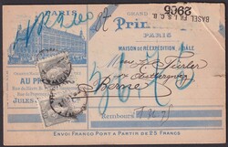 BASEL 1891, 80Rp.-Frankatur einer Ausland-Agentur von Frankreich ...