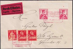 S4, 10c+10c (rot) mit rotem Bahnpost-O von Emmishofen-Kreuzlingen ...