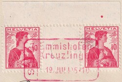 S4, 10c+10c (rot) mit rotem Bahnpost-O von Emmishofen-Kreuzlingen ...