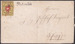 FLUHMÜHLE (Postablage-Stempel von LUZERN) 1852 nach Schwyz, ...