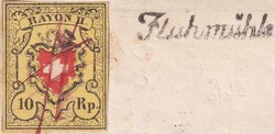 FLUHMÜHLE (Postablage-Stempel von LUZERN) 1852 nach Schwyz, ...