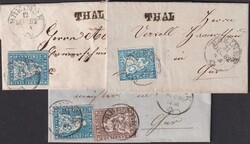 RHEINECK & THAL, drei ausserodentliche BELEGE aus Kt.St.Gallen, zwei ...