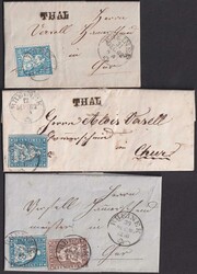 RHEINECK & THAL, drei ausserodentliche BELEGE aus Kt.St.Gallen, zwei ...