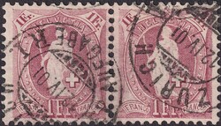 1Fr lila, 71E im Paar von ZÜRICH: 12.APRIL 1901. Sehr gut gezähnte ...