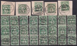 1882, Ziffernmuster (29 Marken) 5c grün: 65B+Nr.82 mit idealen ...