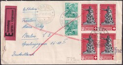 1940, B7+B3+B4 auf drei Belegen (zensuriert) ab BASEL nach BERLIN ...