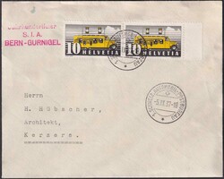 1937, Ersttagsbrief von BERN-GURNIGEL nach Kerzers mit Paar Nr.210y ...