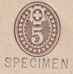 Muster (SPECIMEN) eines 5c Streifbandes, sehr selten offeriert.