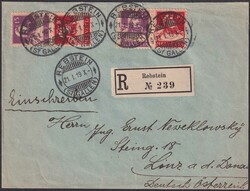 1919, Z1+Z3 von REBSTEIN, sehr sauber nach LINZ (AT) Kat: 330.-+ ...