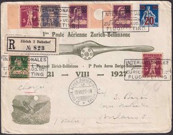 S16 (20c+20c) auf Brief nach Milano, Erstflug von Zürich-Bellinzona. ...