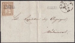 HIRZEL 1868 (25.MAI) tadellos gezähnt nach Wädenswil, sehr sauber ...
