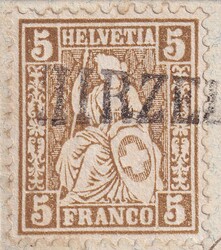 HIRZEL 1868 (25.MAI) tadellos gezähnt nach Wädenswil, sehr sauber ...