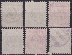 1882-1910, Ziffernmuster mit BLINDZÄHNE, 6 gut gezähnte Stücke.