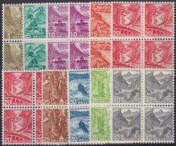 1936, Nr.201y-209y (glattes Papier LANDSCHAFTSBILDER) Viererblöcke ...