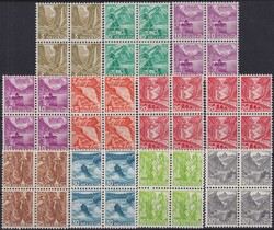 1936, Nr.201y-209y (glattes Papier LANDSCHAFTSBILDER) Viererblöcke ...