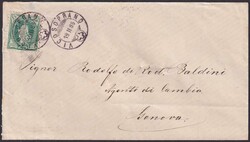 VICOSOPRANO 1886 (19.FEB), 67A auf sauberem Beleg nach GENOVA, ...