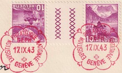 K51Ay, GENEVE 1943, mit rotem Ausstellungs-Stempel nach St.Gallen, ...