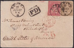 USA (Philadelphila, Pennsylvaina) 27.JUNI 1867, frankiert mit 1Fr ...