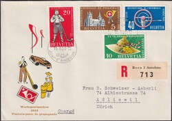 1955, Nr.320-323, Ersttagsbrief (französisch) nach Adliswil, sehr ...