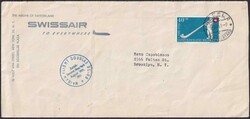 1951, SWISSAIR-Flug nach Brooklyn (N.Y) attraktive Frankatur mit B55 ...