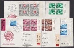 1953, B61-B65 (Viererblöcke) meist FDC's von BERN und Grünematt ...