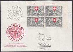 1953, B61-B65 (Viererblöcke) meist FDC's von BERN und Grünematt ...