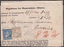 LANGNAU 1865 nach Zollbrück, Nr.28+31 auf vollständigem ...