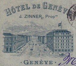 GENEVE, HOTEL de GENEVE (J.ZINNER) 1895, 60B+61B (2x) mit ...