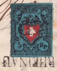 RHEINAU (über UHWIESEN) 19.APR.1851 nach Basadingen, Type 28 ...