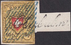 OBERBALM (Berner Mittelland) Stabstempel in schwarz auf gelber Rayon ...