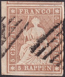 5c lebh'or'braun, 22B (22B1) weissrandig, links breiter Bogenrand. ...