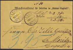 CHUR 1881 nach St.Moritz, Nr.39 (gelb) auf gelbem ...