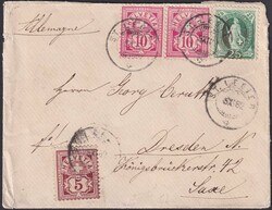 ST.LEGIER 1882, Buntfrankatur mit 2x 61A.a+60A +67A nach Dresden ...