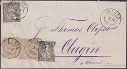 SCANFS (Zwergstempel) 3.APR,1873, Nr.28+29 (je 2x) nach CLUGIN, 3 ...